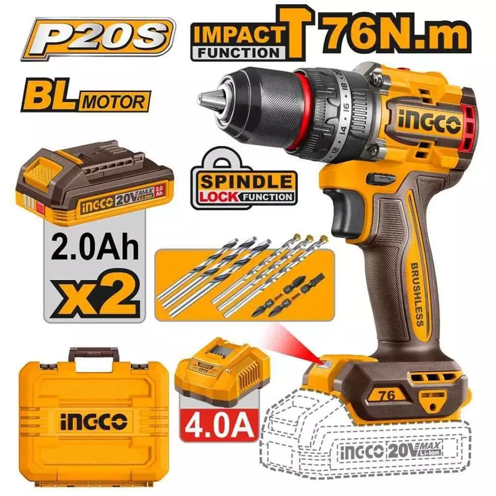 ingco-cordless-impact-drill-0-5000-2000-rpm-speed-76-nm-maximum-torque-brushless-motor-13-mm-chuck-cidli207686