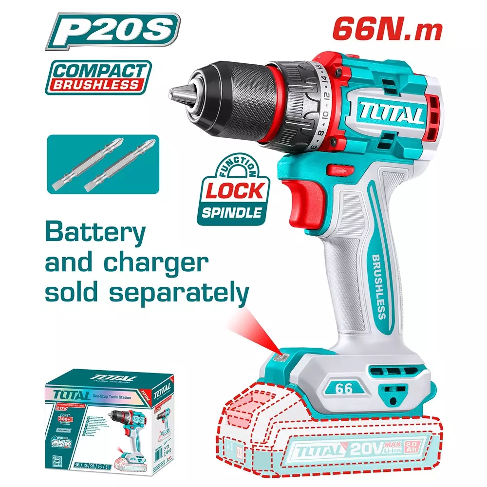 total-brushless-cordless-drill-20-v-66-nm-2-speed-0-2000-rpm-13-mm-metal-chuck-compact-tdli206681-without-battery-charger