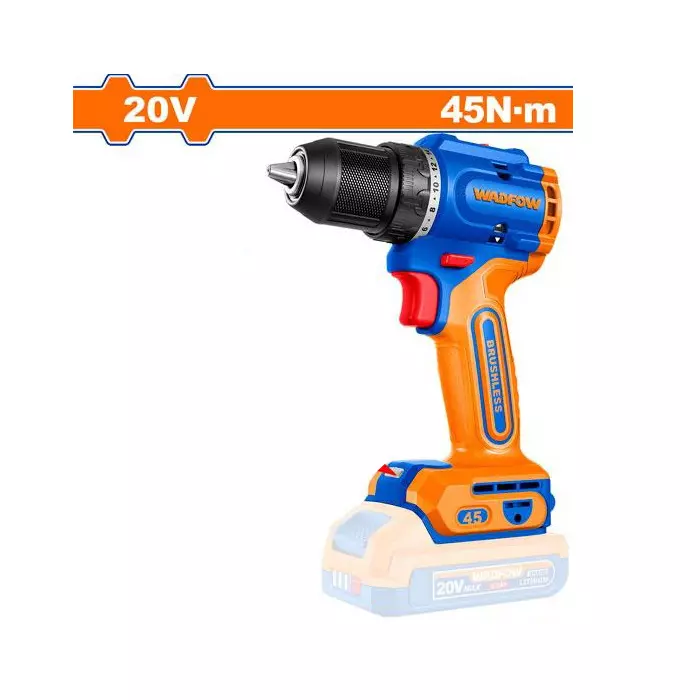 wadfow-cordless-impact-drill-13-mm-chuck-size-0-5000-2000-rpm-no-load-speed-45-nm-torque-201-torque-setting-brushless-motor-wcdp4561