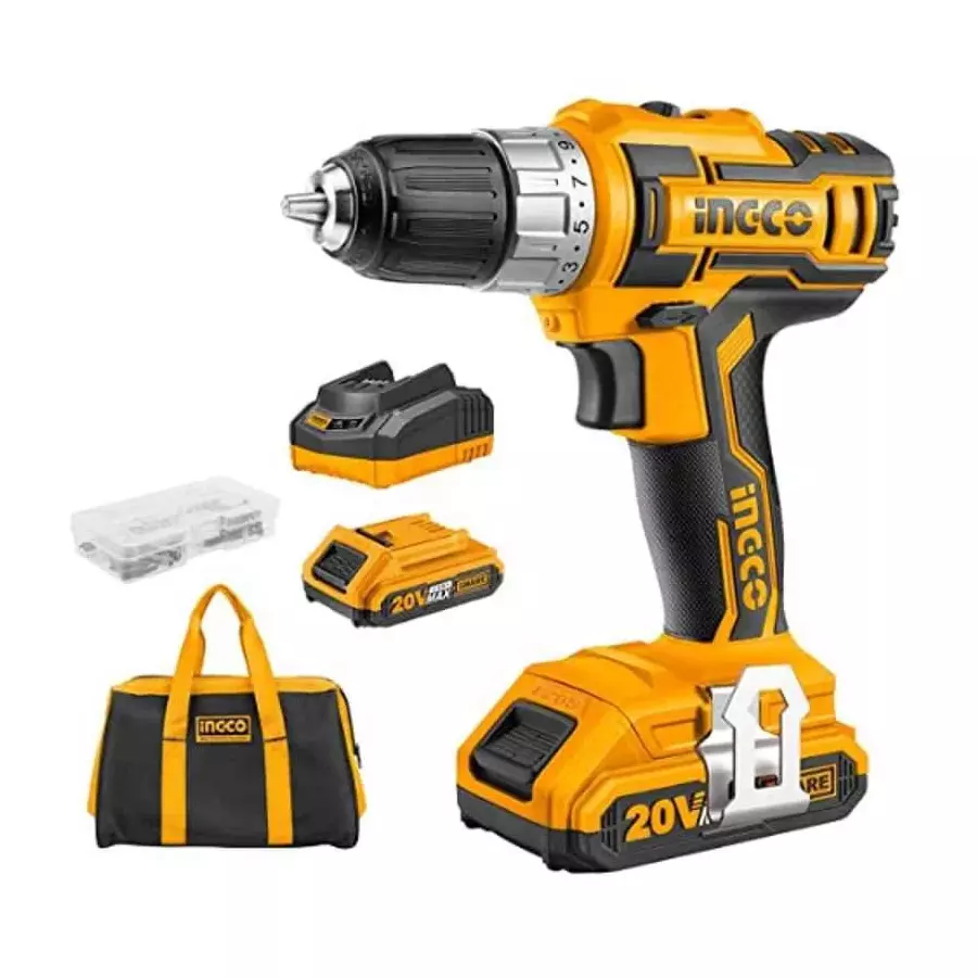 Ingco 0.8-10 mm 20 V 400-1500 RPM Cordless Drill (With Battery & Charger), CDLI2002