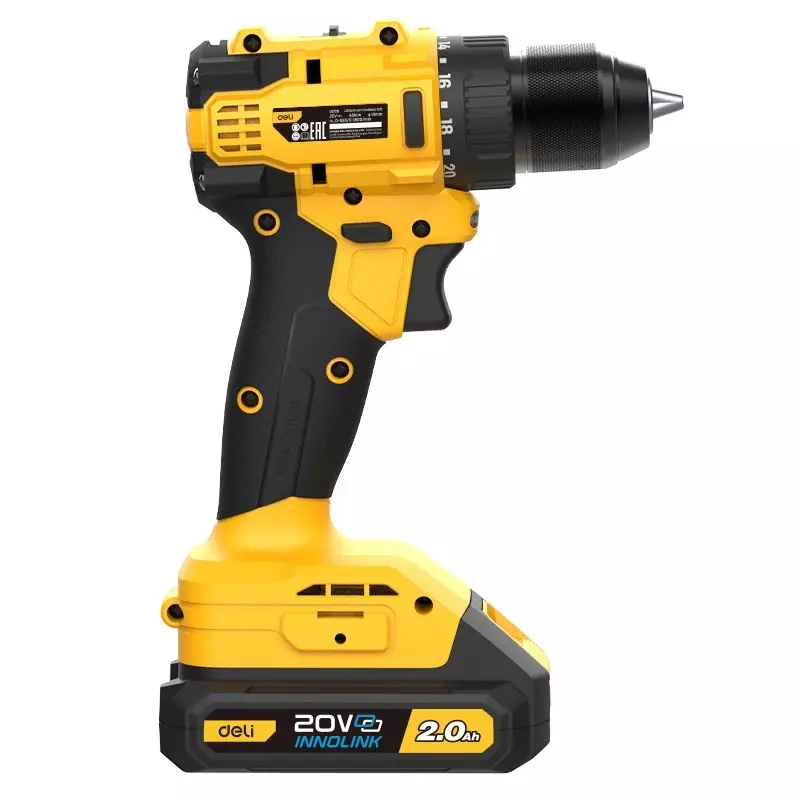 DELI Brushless Motor Cordless Drill 0-550/0-1800 RPM, 10 mm Chuck, 45 N.m Max. Torque, EDC120