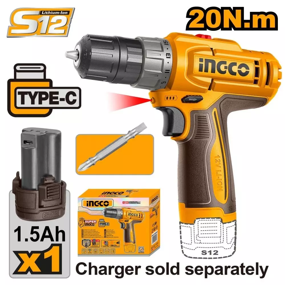 ingco-cordless-drill-0-4000-1500-rpm-no-load-speed-08-10-mm-chuck-size-with-cr-v-65-mm-bit-15-ah-battery-pack-cdli122061