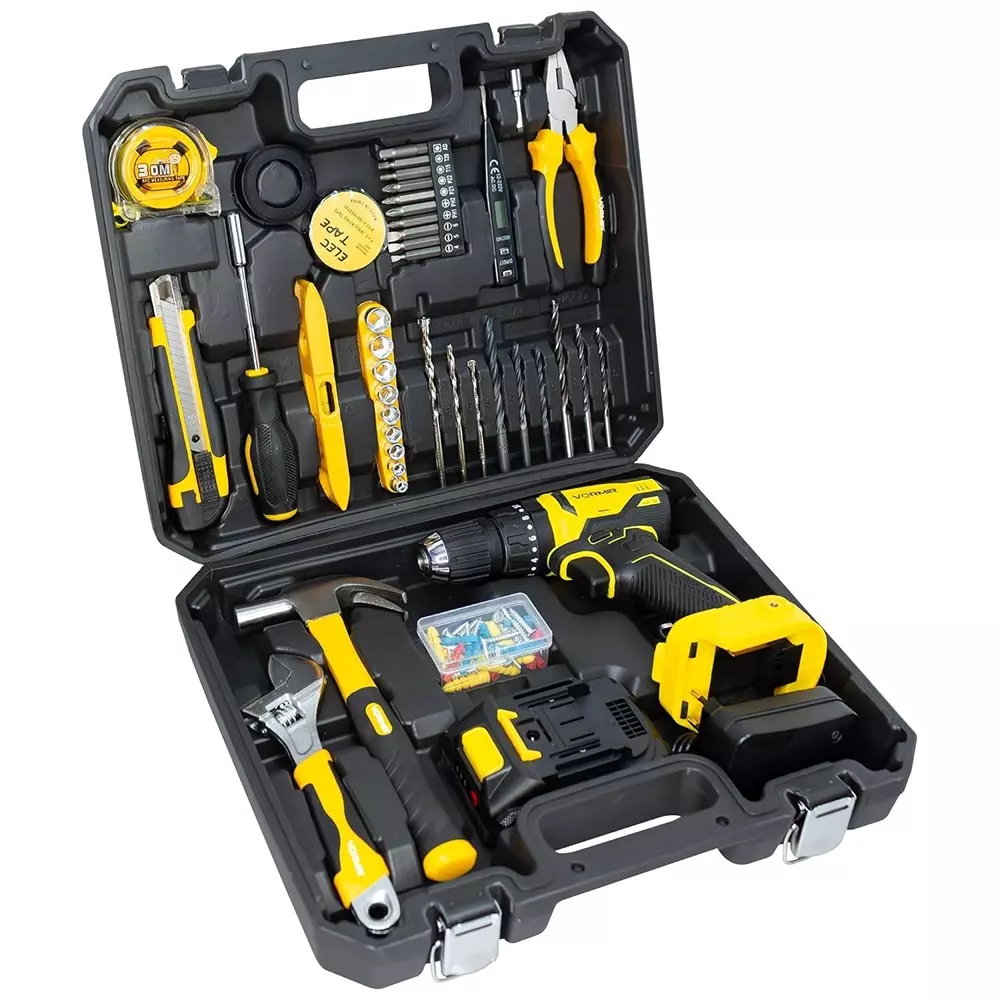 VORMIR Cordless Impact Drill Tool Box Brushless 2-Speed Gear 38 Nm Torque 10 mm Chuck with Battery & Charger, VR BT21-38