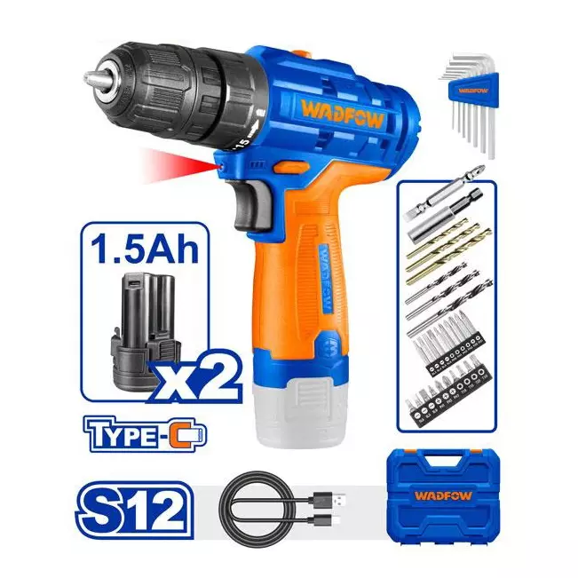 wadfow-cordless-drill-08-mm--10-mm-chuck-size-0-4000-1500-rpm-no-load-speed-15-1-torque-setting-20-nm-max-torque-wcds525