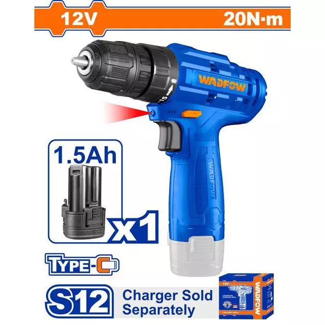 wadfow-cordless-drill-08-mm--10-mm-chuck-size-0-750-rpm-no-load-speed-15-1-torque-setting-20-nm-max-torque-wcds510