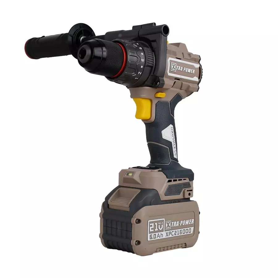 Xtra Power Brushless Cordless Impact Drill 1-13 mm Chuck Size 170 NM Torque (With 21 V 6000 m Ah/Li-ion Battery & Charger), XPC-ID-03