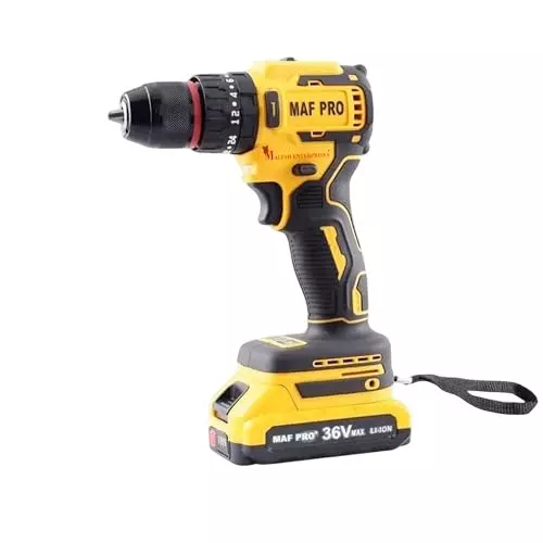 Malfah Enterprises Cordless Impact Drill 4 Ah Lithium Battery 24 NM Torque Yellow & Black, CIDLI3600