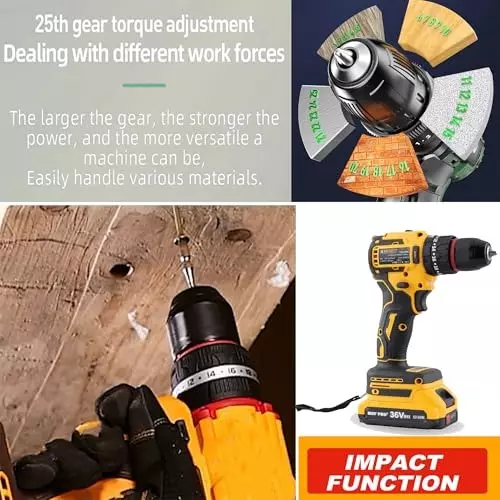 Malfah Enterprises Cordless Impact Drill 4 Ah Lithium Battery 24 NM Torque Yellow & Black, CIDLI3600