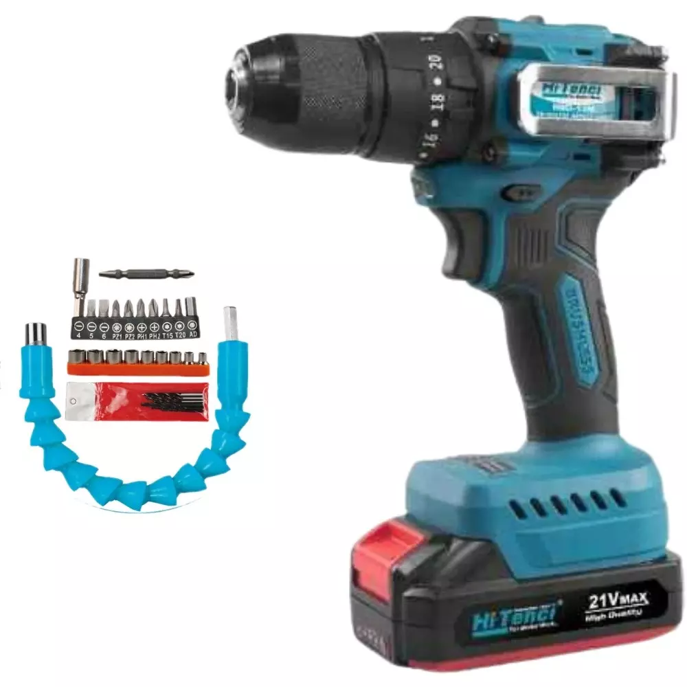 Hi-Tenci 21 V Cordless Impact Drill with 1450 RPM No Load Speed and 13 mm Chuck Size, HBD - 13M (Without Battery & Charger)