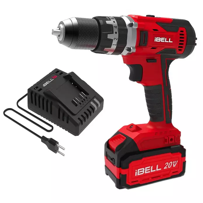 IBELL 13 mm (1/2 inch) 20 V DC 1350 RPM Brushless Cordless Impact Drill With (4 Ah Battery and Charger) CD20-55