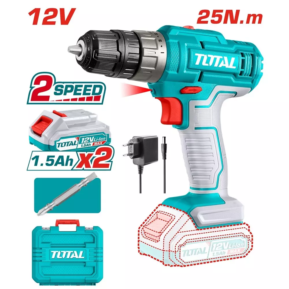 total-lithium-ion-cordless-drill-with-bit-12-v-0810-mm-chuck-25-nm-torque-0-4000-1500-rpm-tdli1228