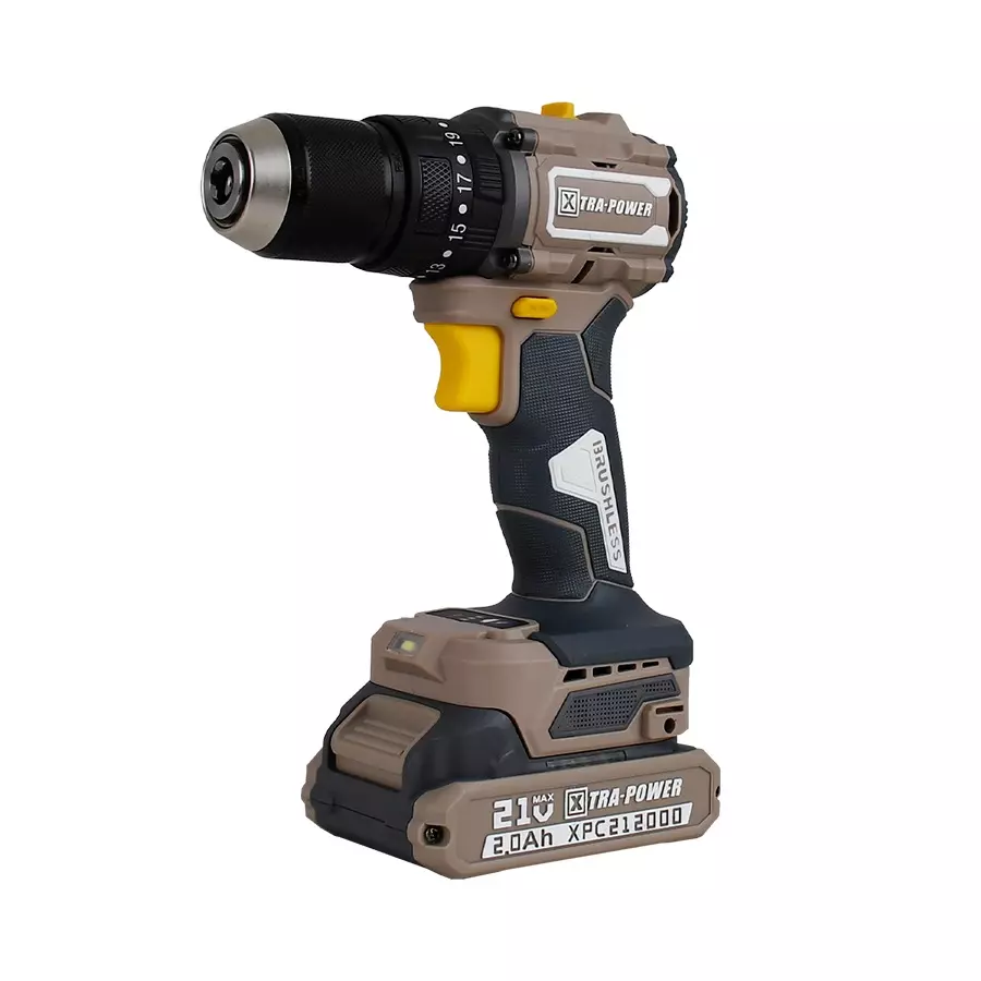 Xtra Power Brushless Cordless Impact Drill 1-13 mm Chuck Size 60 NM Torque (With 21V 2000m Ah/Li-ion Battery & Charger), XPC-ID-04