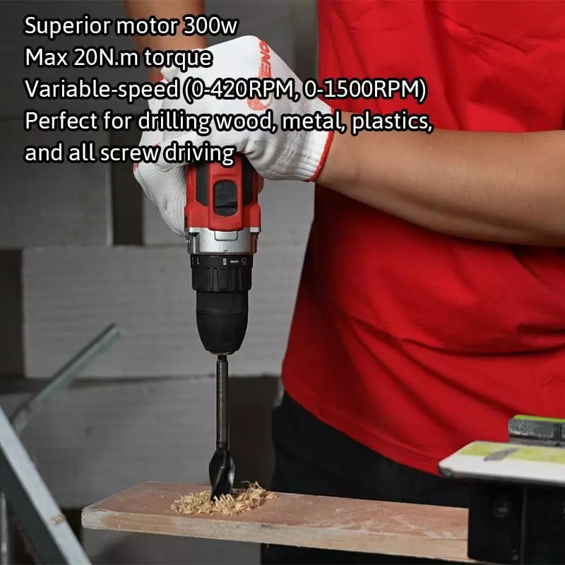 ENON Heavy Duty Cordless Drill Machine 1-10 mm 12 V 1500 RPM 2-Speed with Accessories, ‎XE-CD1210