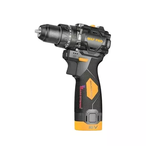Malfah Enterprises Cordless Impact Drill 4 Ah Lithium Battery 50 NM Torque Yellow & Black, CIDLI16108