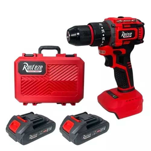 Rusteze 21 V Cordless Impact Drill with 10 mm Chuck Size, 1600 RPM No Load Speed and 30-60 Nm Torque, RZ-21V-M2 (With Battery & Charger)