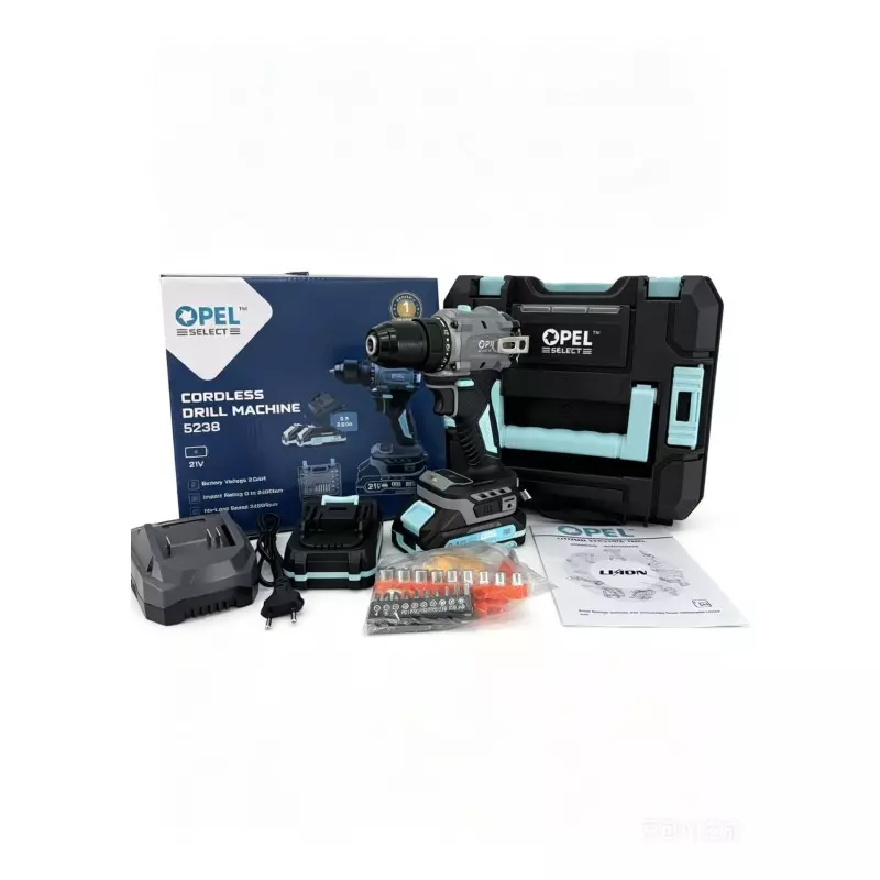 opel-select-cordless-drill-with-battery-metal-chuck-21-v-2900-rpm-speed-2-ah-battery-capacity-for-industrial-use-mz34891