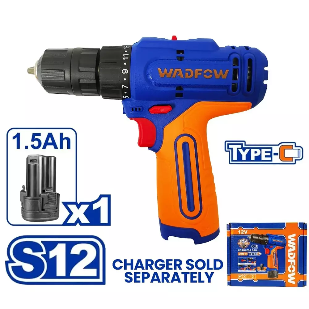 wadfow-cordless-drill-08-mm--10-mm-chuck-size-0-4000-1500-rpm-no-load-speed-15-1-torque-setting-20-nm-max-torque-wcds565