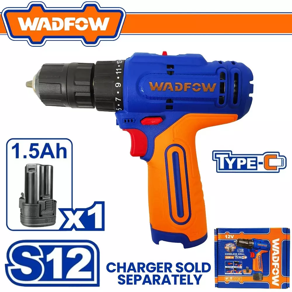 wadfow-cordless-drill-08-mm--10-mm-chuck-size-0-4000-1500-rpm-no-load-speed-15-1-torque-setting-20-nm-max-torque-wcds565
