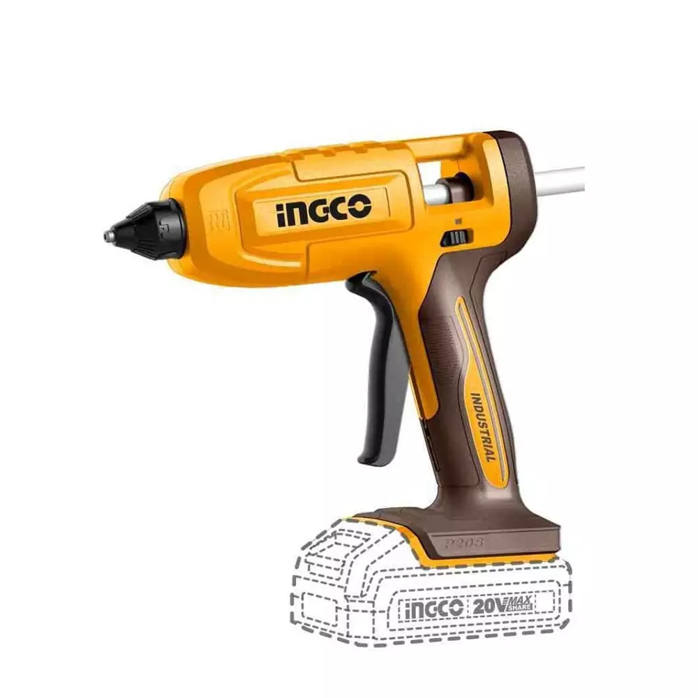 Ingco Cordless Glue Gun 11.2 mm Glue Stick Diameter 120 sec Heat-up Time 20 V, CGGLI2003