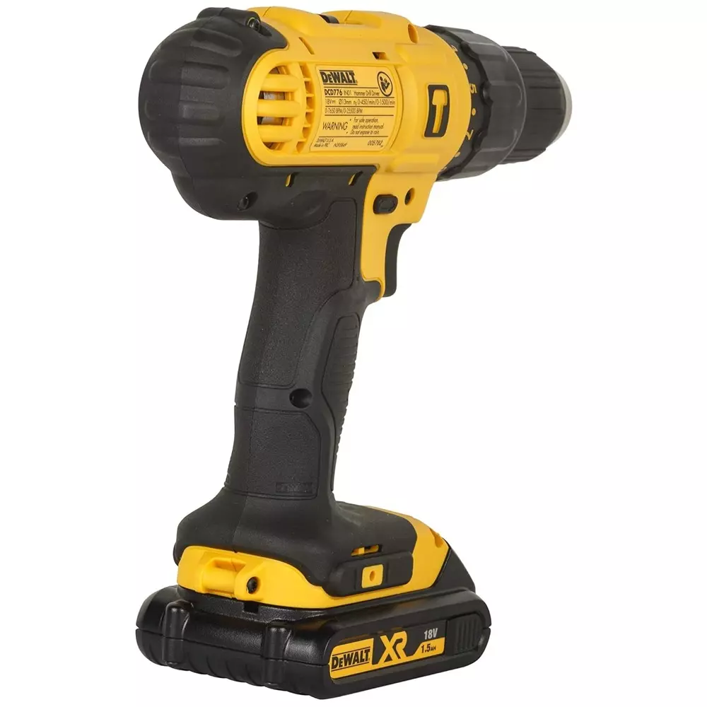 dewalt-cordless-hammer-drill-kit-with-18-v-xr-li-ion-battery-0-4501500-rpm-and-13-mm-drilling-capacity-in-metal-dcd776d2t-with-2-batteries-1-charger