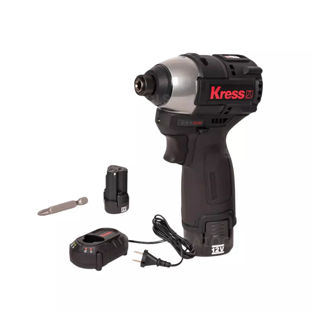 Kress Cordless Brushless Impact Driver 12 V with 140 Nm Torque 0–1,200 / 0-2,500 / 0-3,300 rpm No Load Speed, KU203.1