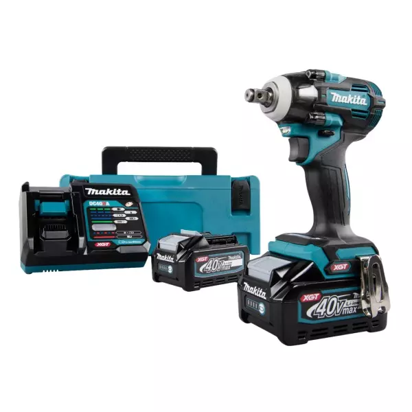 Makita Cordless Impact Wrench 40 V Max Li-ion XGT, 1/2 inch (12.7 mm) Square Drive and 350 Nm Fastening Torque, TW004GM202 (With Battery & Charger)