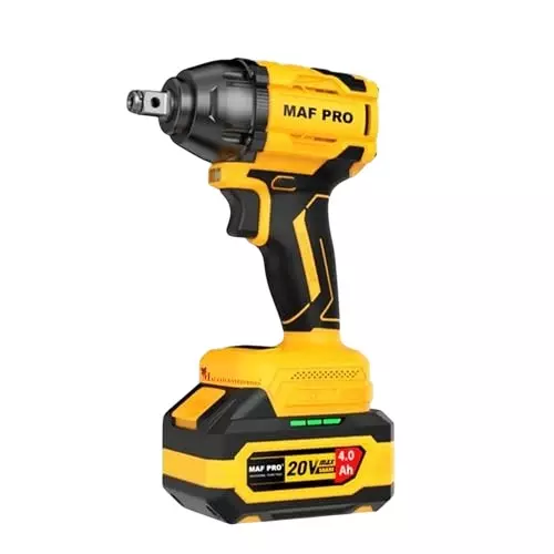 Malfah Enterprises Cordless Impact Wrench 350 NM Brushless Motor 4 Ah Lithium Battery Yellow & Black, CIWLI3502