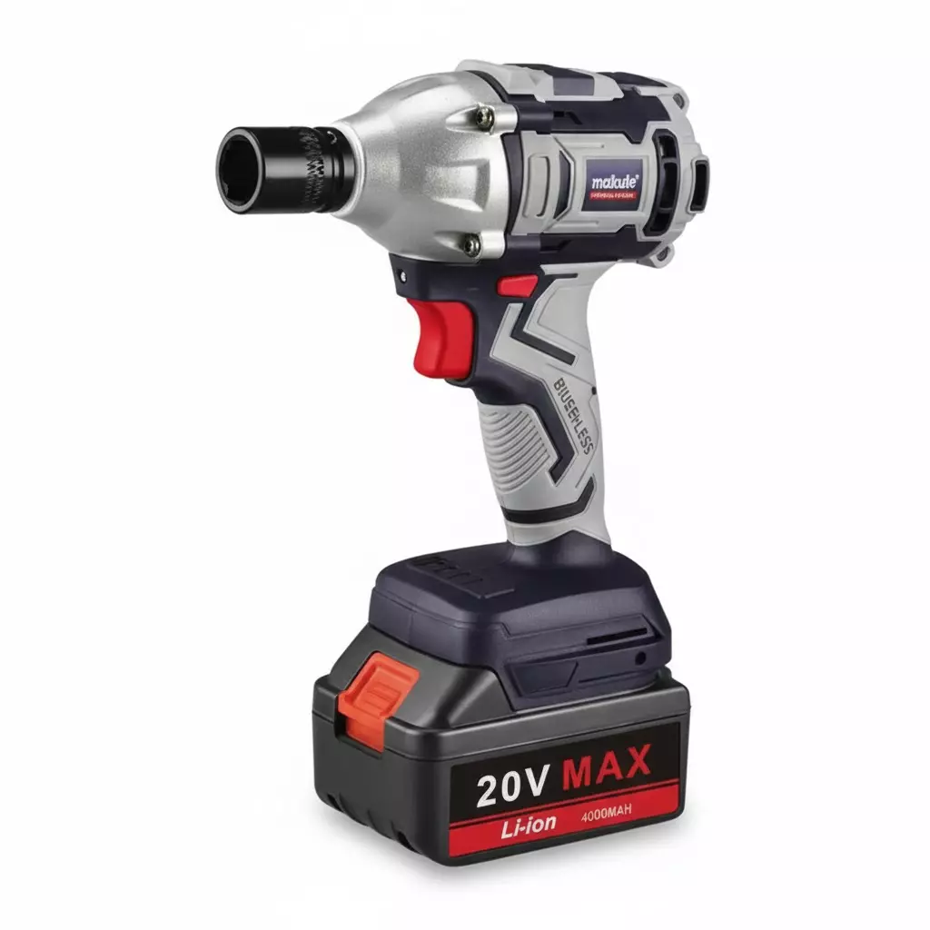 Makute Cordless Impact Wrench Without Battery & Charger 12.7 mm Spindle Size 2200 rpm Speed for Industrial Use, Copper Wire Binding