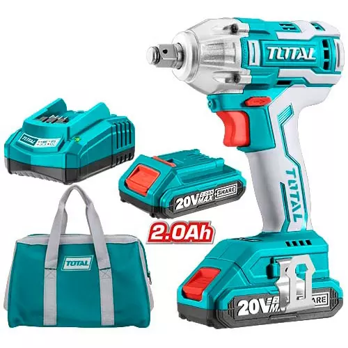 Total Cordless Impact wrench 20 V 12.7 mm (1/2 inch) Drive 300 Nm Torque 0-1300/0-2100 rpm, TIWLI2001 ( Kit)