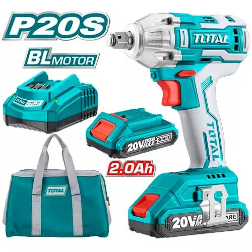 Total Cordless Impact wrench 20 V 12.7 mm (1/2 inch) Drive 300 Nm Torque 0-1300/0-2100 rpm, TIWLI2001 ( Kit)