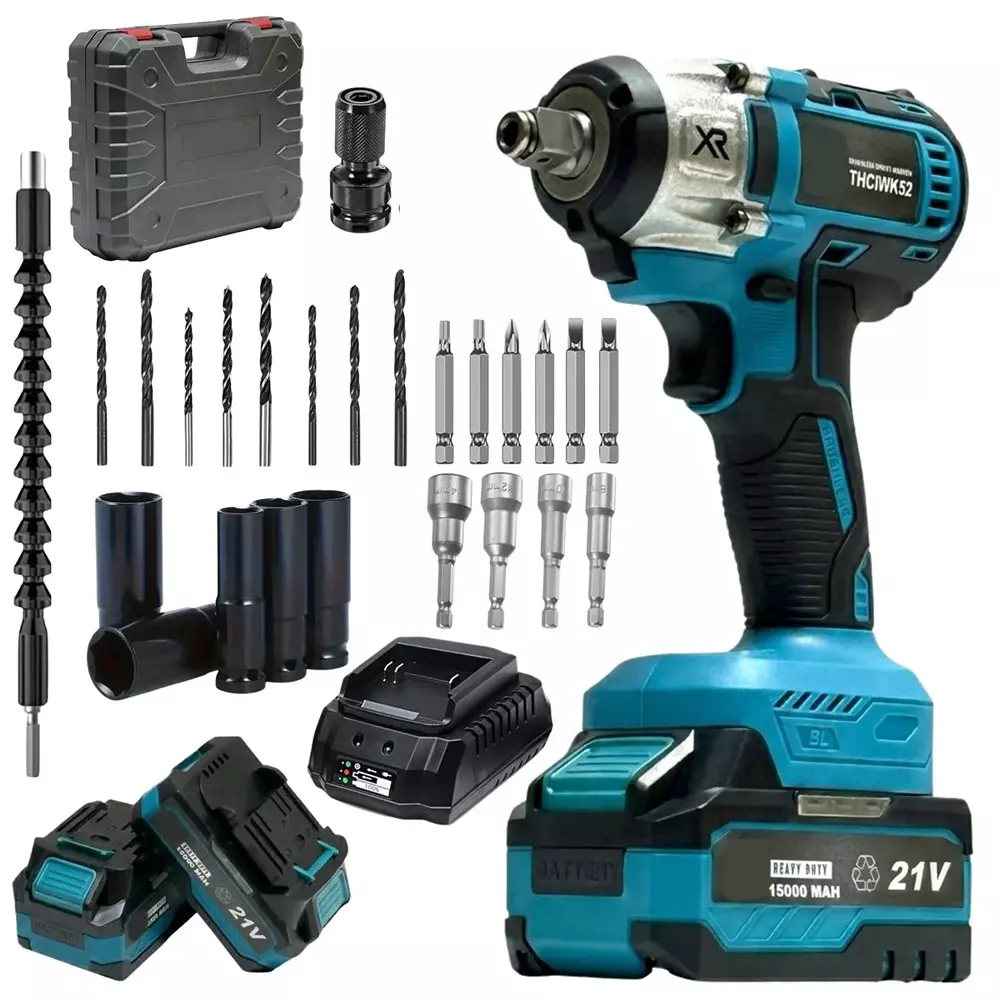XLNT 21 V Cordless Impact Wrench 1500 RPM No Load Speed and 1/2 inch (12.7 mm) Square Drive, THCIWK52 (With Battery & Charger)
