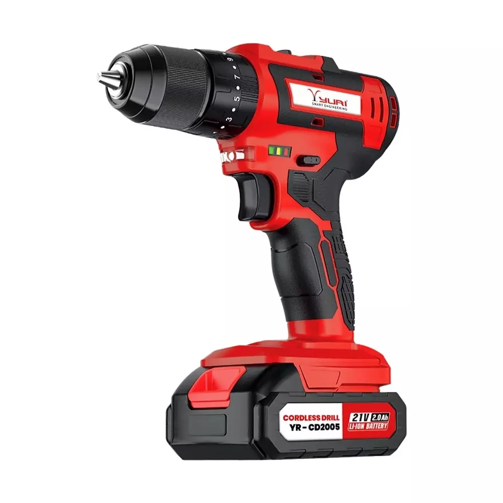 YURI Cordless Impact Drill 21 V, 2.0 Ah Battery 13 mm Chuck Size, YR-CD2005 (With Battery & Charger)