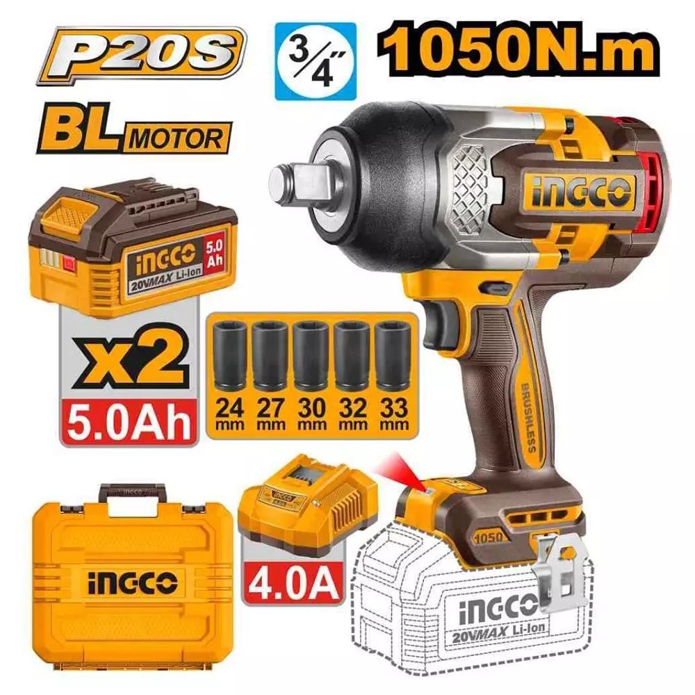ingco-cordless-impact-wrench-50-ah-battery-capacity-1050-nm-torqure-brushless-motor-ciwli20105