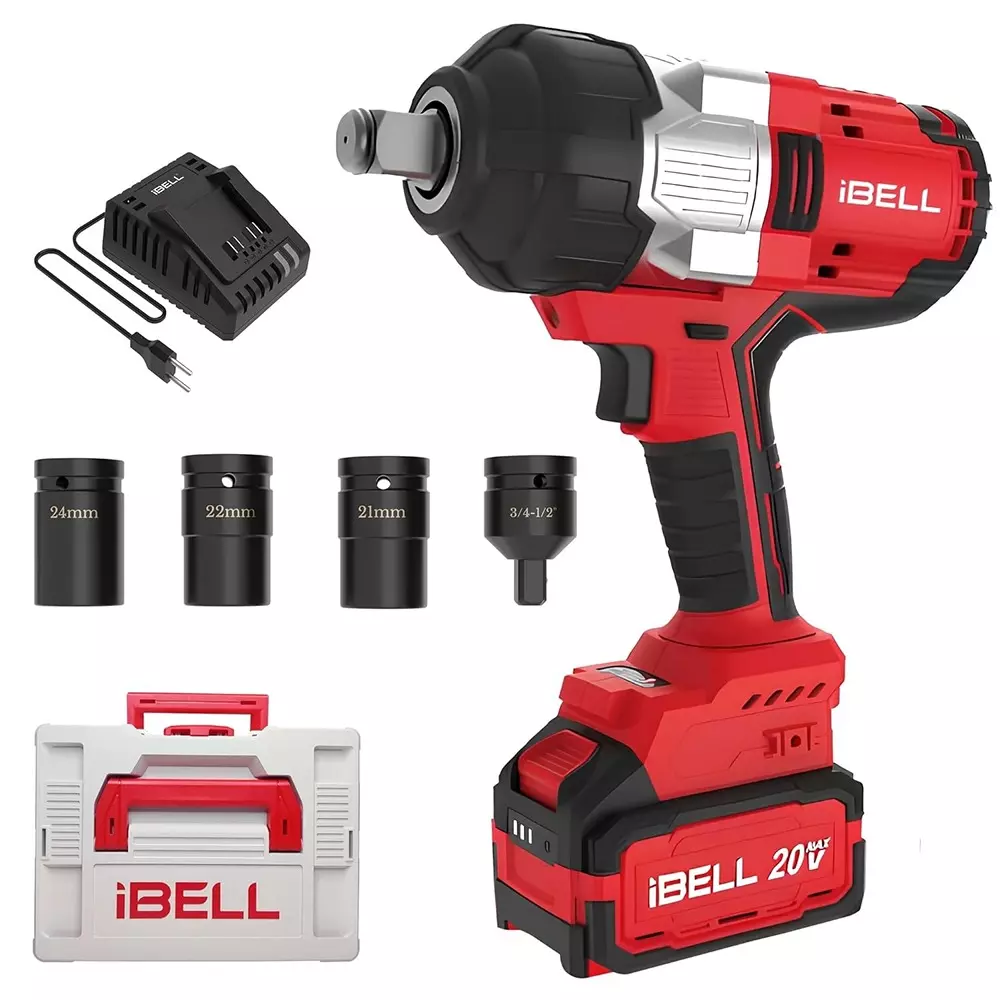 IBELL One Power Series Cordless Impact Wrench Kit Brushless 1000 Nm Torque with 4.0 Ah Battery & Charger, BW1000