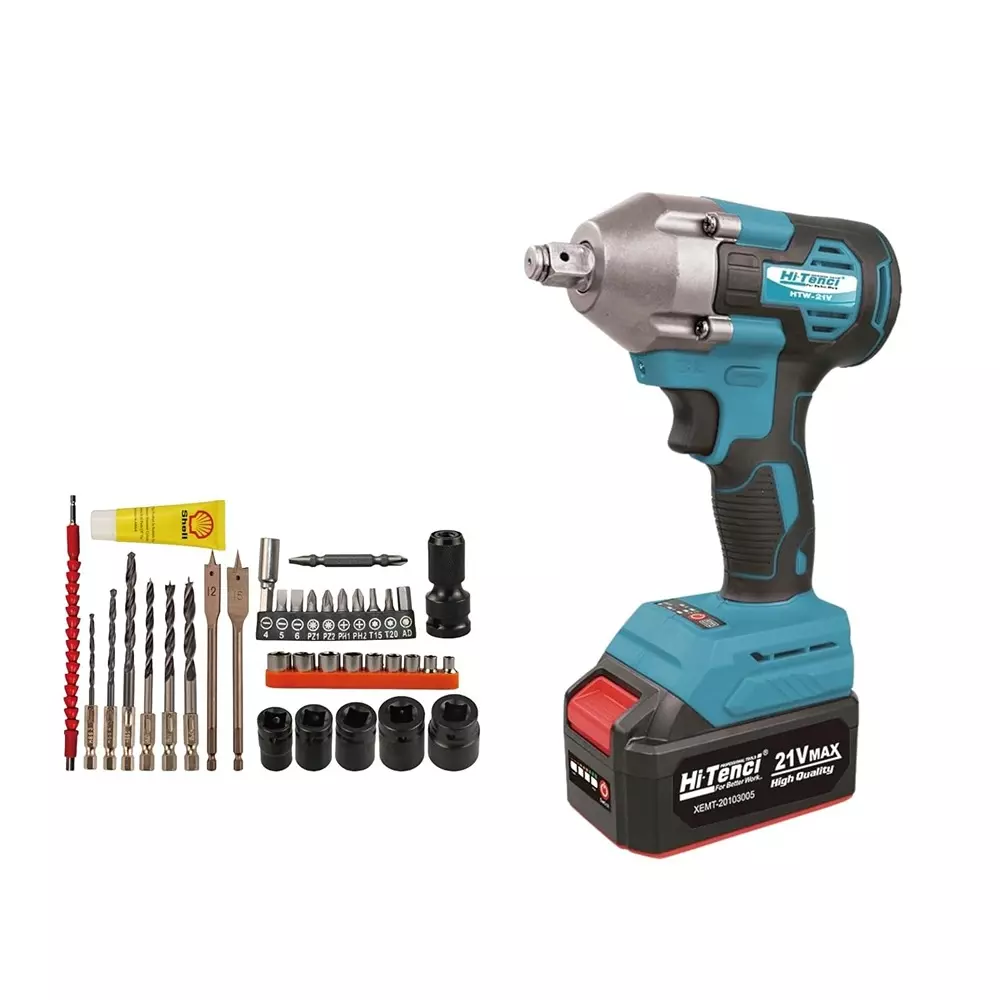 hi-tenci-21-v-cordless-impact-wrench-with-17002300-rpm-no-load-speed-and-127-mm-chuck-size-htw--21v-with-battery-charger