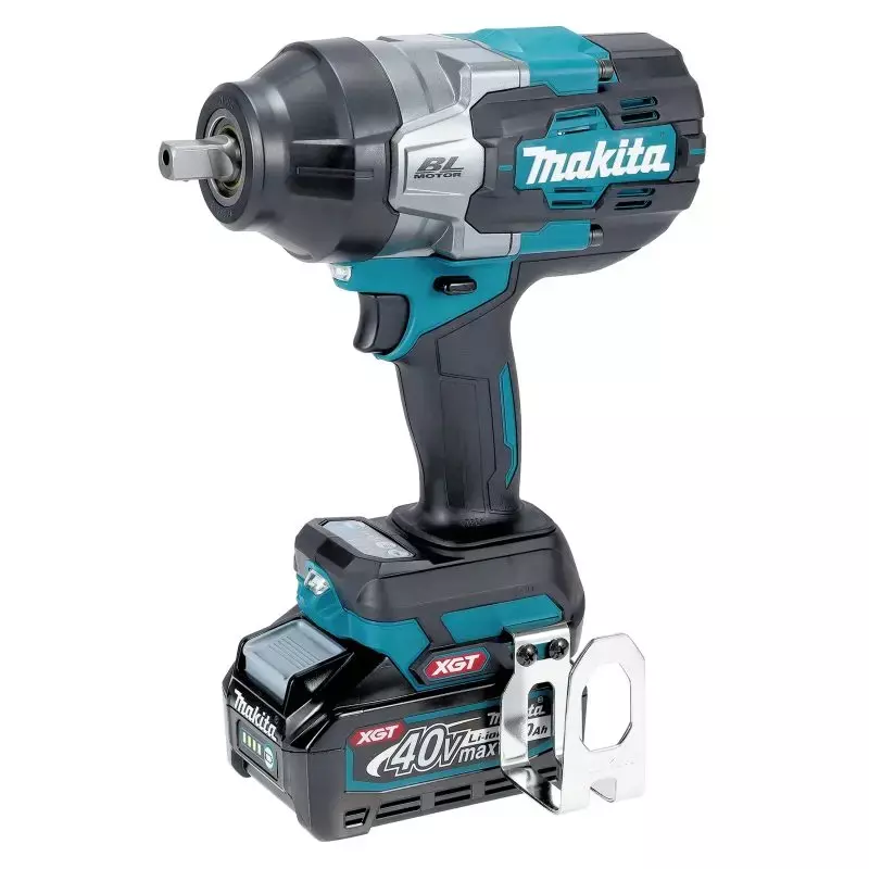 Makita Cordless Impact Wrench 40 V Max Li-ion XGT, 1/2 inch (12.7 mm) Square Drive and 1360 Nm Fastening Torque, TW003GM201 (With Battery & Charger)