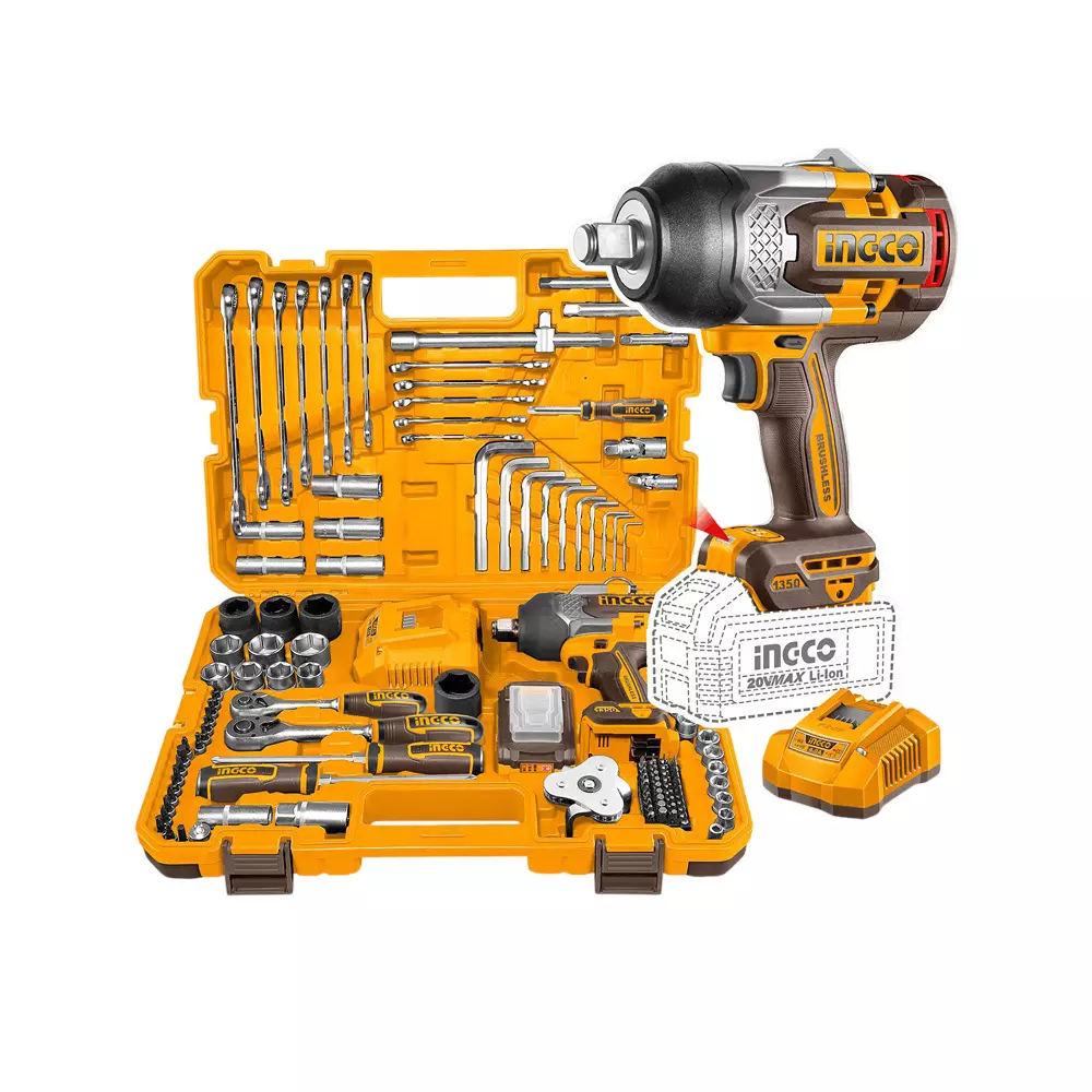 ingco-126-pcs-cordless-impact-wrench-tool-set-with-34-inch-1905-mm-square-drive-and-1350-nm-fastening-torque-hkthp31261-with-battery-charger