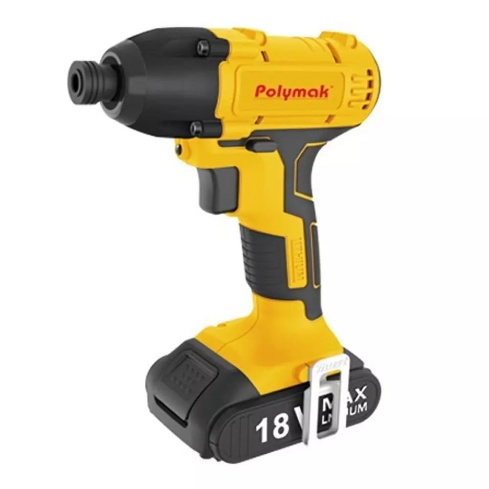 Polymak Brushless Cordless Impact Wrench Kit 6.35 mm Hex Head Size 1.5 Ah Battery Capacity 18 V for Industrial Use, PM-CID-18VB-2B