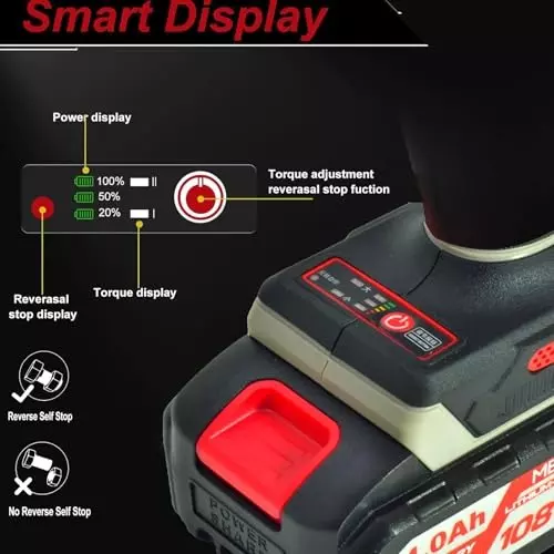 MECRAAF Cordless Impact Wrench with Charger & Battery Kit 21 V 3000 RPM Speed 400 N·m Torque Grey & Black, IW 400NM DE