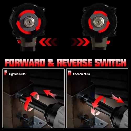 MECRAAF Cordless Impact Wrench with Charger & Battery Kit 21 V 3000 RPM Speed 400 N·m Torque Grey & Black, IW 400NM DE