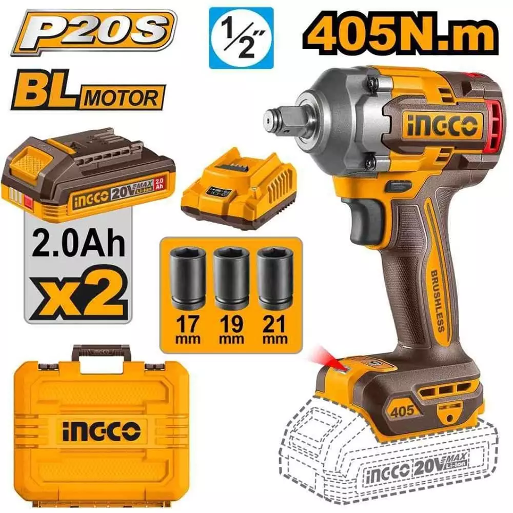 ingco-cordless-impact-wrench-20-ah-battery-capacity-405-nm-torqure-brushless-motor-ciwli2045