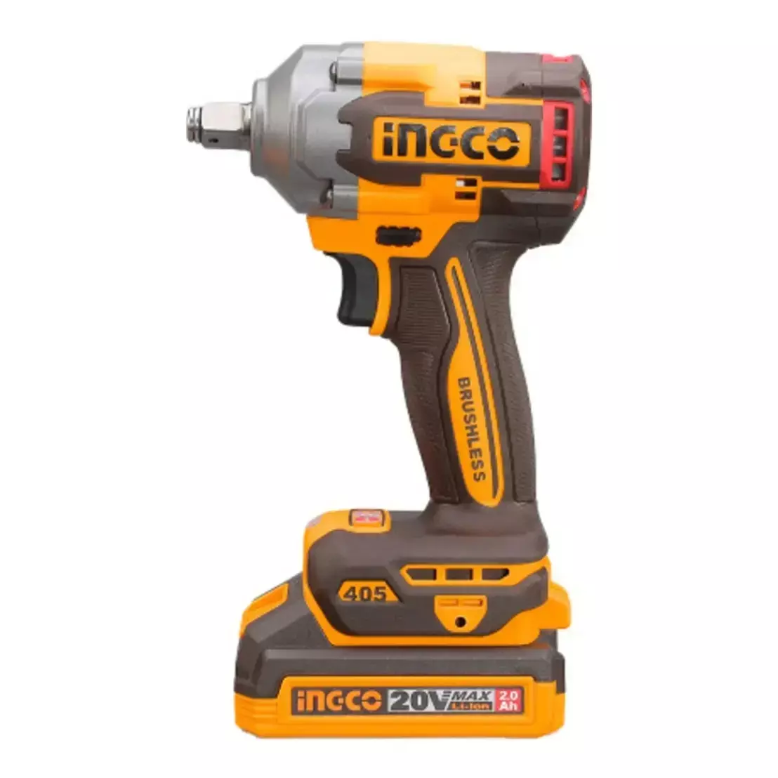 Ingco Cordless Impact Wrench 2.0 Ah Battery Capacity 405 Nm Torqure Brushless Motor, CIWLI2045 (with Battery)