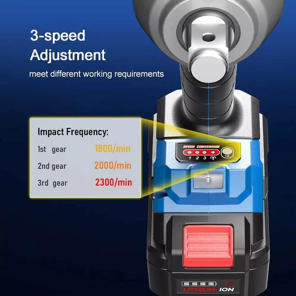 Dongcheng 20 V Cordless Impact Wrench 3/4 inch (19.05 mm) Square Drive and 1288 Nm Maximum Torque, DCPB1288 TYPE FK (With 2 Battery & 1 Charger)