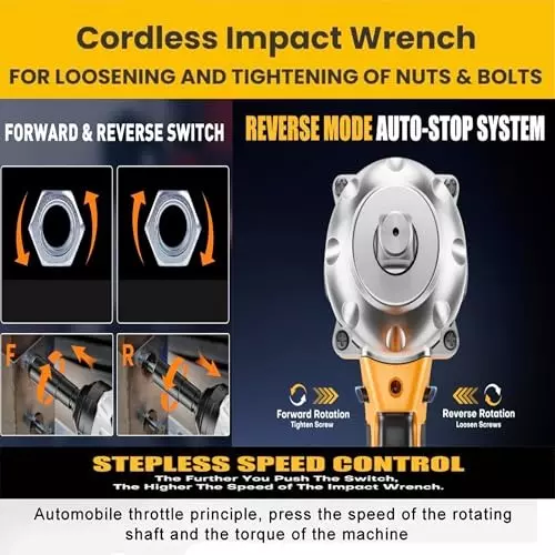 Malfah Enterprises Cordless Impact Wrench 550 NM Brushless Motor 4 Ah Lithium Battery Yellow & Black, CIWLI5001