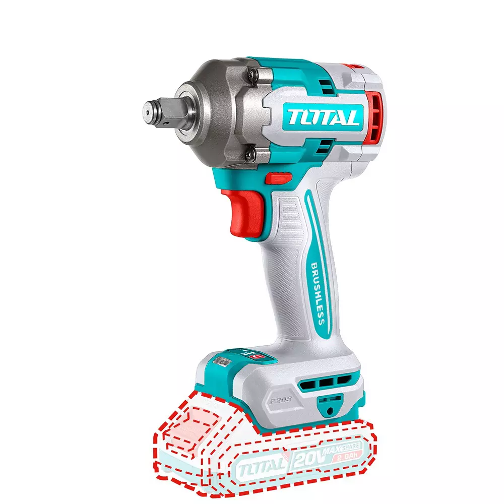 Total Cordless Impact Wrench 20 V Brushless 1/2 Inch (12.7 mm) Drive 550 Nm Nut Busting Torque 3 Speed, TIWLI2040 (With Battery & Charger)
