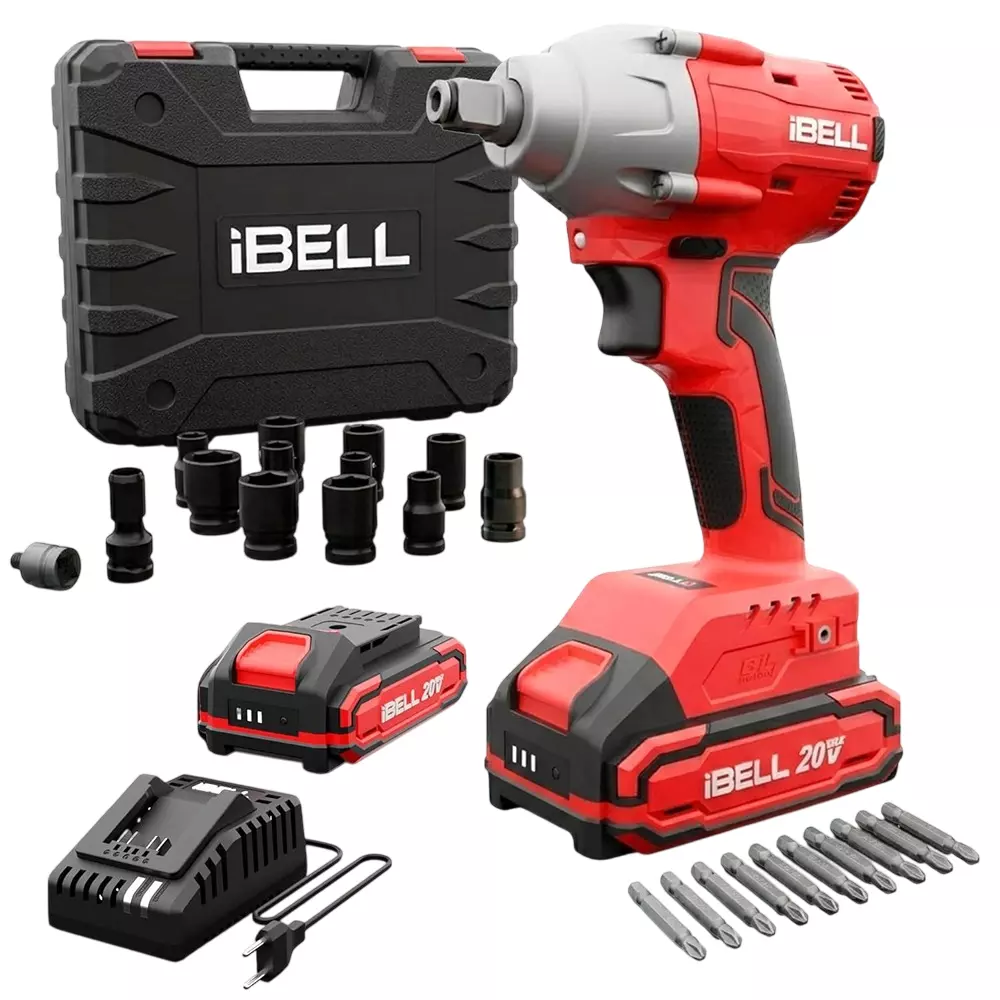 IBELL One Power Series Cordless Impact Wrench Kit Brushless 300 Nm Torque with 2.0 Ah Battery & Charger, BW20-32
