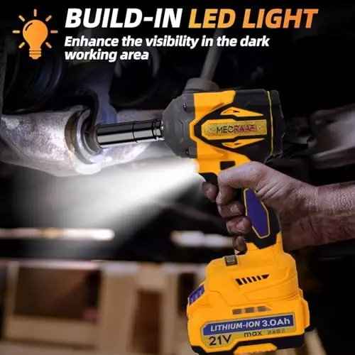 MECRAAF Cordless Impact Wrench With Charger & Battery Kit 21 V 2300 RPM Speed 550 N·m Torque Yellow & Black, IW 550NM HS