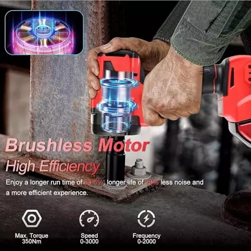 MECRAAF Cordless Impact Wrench with Charger & Battery Kit 21 V 3000 RPM Speed 350 N·m Torque Red & Black, IW KIT BG