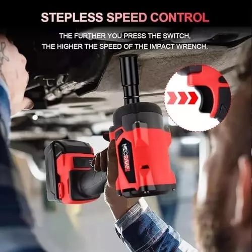 MECRAAF Cordless Impact Wrench with Charger & Battery Kit 21 V 3000 RPM Speed 350 N·m Torque Red & Black, IW KIT BG