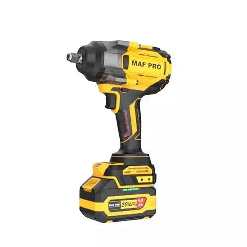 Malfah Enterprises Cordless Impact Wrench 1000 NM Brushless Motor 4 Ah Lithium Battery Yellow & Black, CIWLI10001